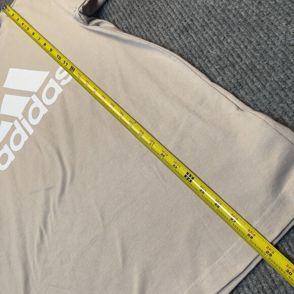 Adidas Men Small Essential Long Sleeve Cotton T-Shirt Wonder Beige Crew NEW - Picture 6 of 7